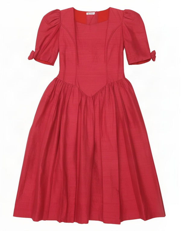 Abito lungo da donna vintage UK 10 piccolo rosso