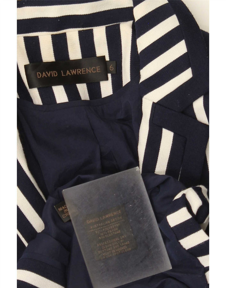 Giacca blazer corta da donna David Lawrence US 6 medio blu navy a righe
