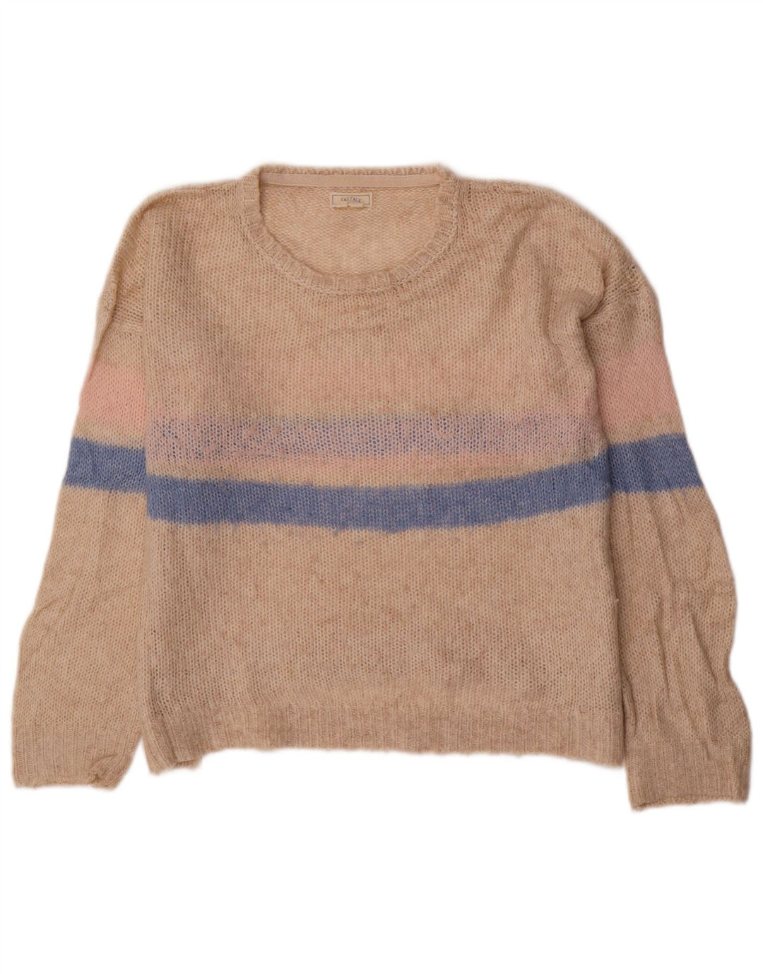 FAT FACE Maglione da donna con scollo a barchetta UK 12 A righe beige medio