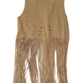 Gilet vintage in pelle scamosciata da donna UK 10 piccolo in pelle beige