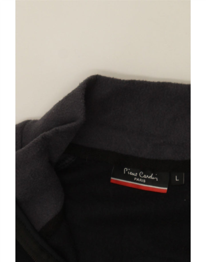 PIERRE CARDIN Mens Fleece Jacket UK 40 Large Black Colourblock Polyester Vintage Pierre Cardin and Second-Hand Pierre Cardin from Messina Hembry 
