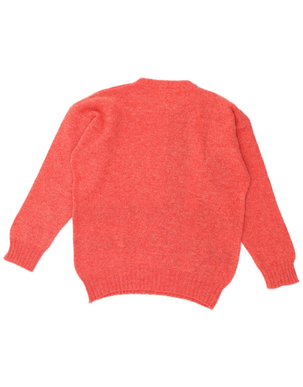 Maglione girocollo da uomo vintage a blocchi di colore rosso grande