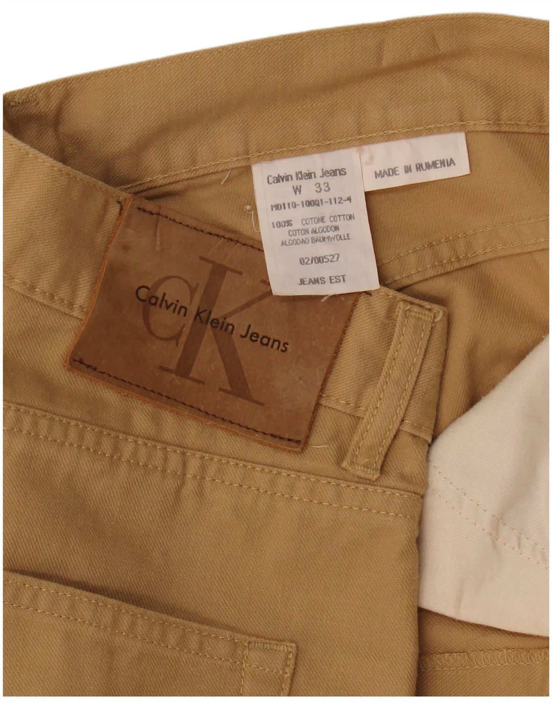 Jeans dritti da uomo Calvin Klein W33 L29 cotone beige