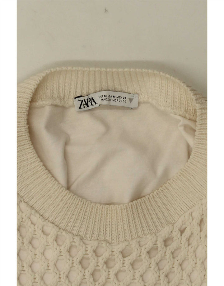 Top Camicetta Donna Zara UK 12 Bianco Medio