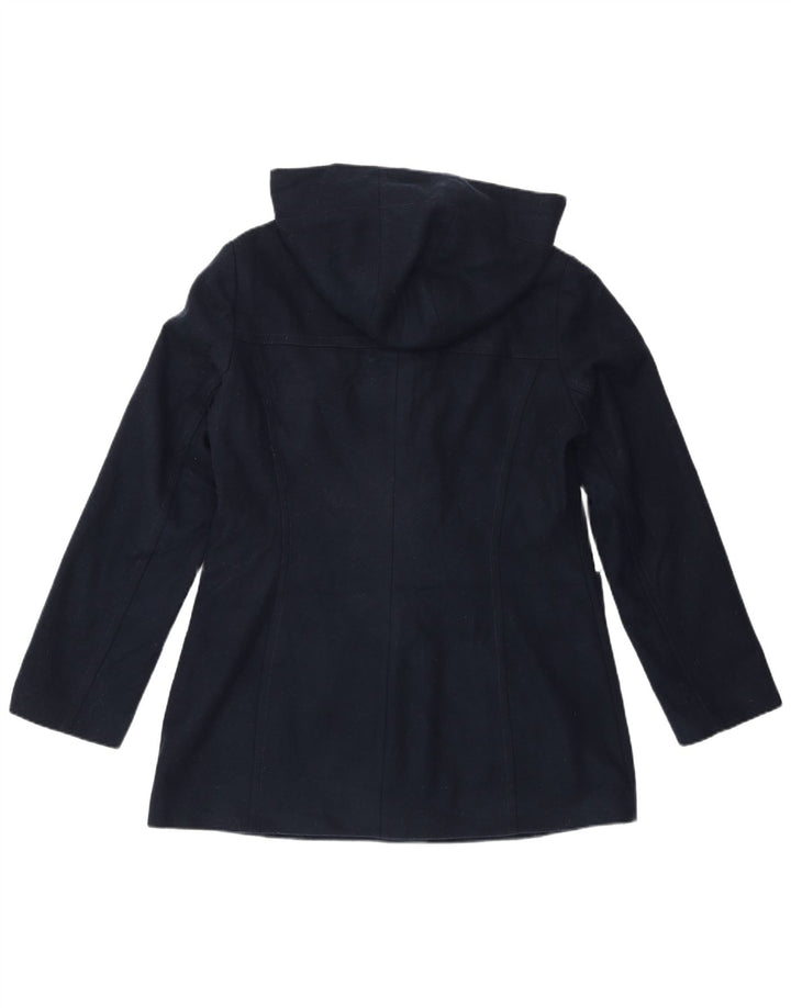 Montgomery con cappuccio da donna BENETTON UK 14 grande lana blu navy