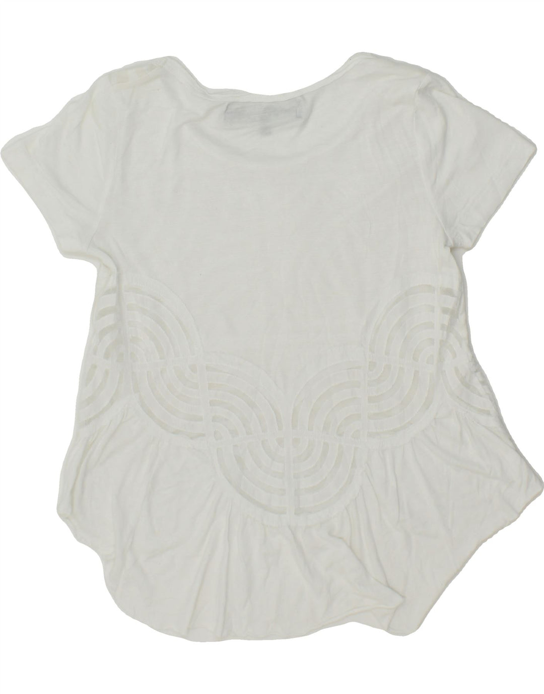 DESIGUAL Womens Abstract Pattern Asymmetric Blouse Top UK 10 Small White Vintage Desigual and Second-Hand Desigual from Messina Hembry 