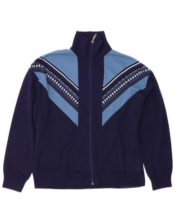 Giacca da ginnastica vintage da uomo grande color block blu navy