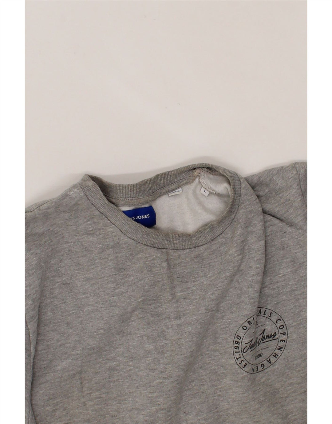 JACK & JONES Mens Sweatshirt Jumper Large Grey Cotton Vintage Jack & Jones and Second-Hand Jack & Jones from Messina Hembry 