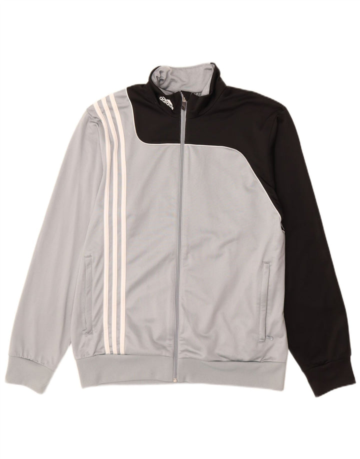 Giacca da tuta da uomo Adidas UK 40/42 Poliestere color block grigio medio