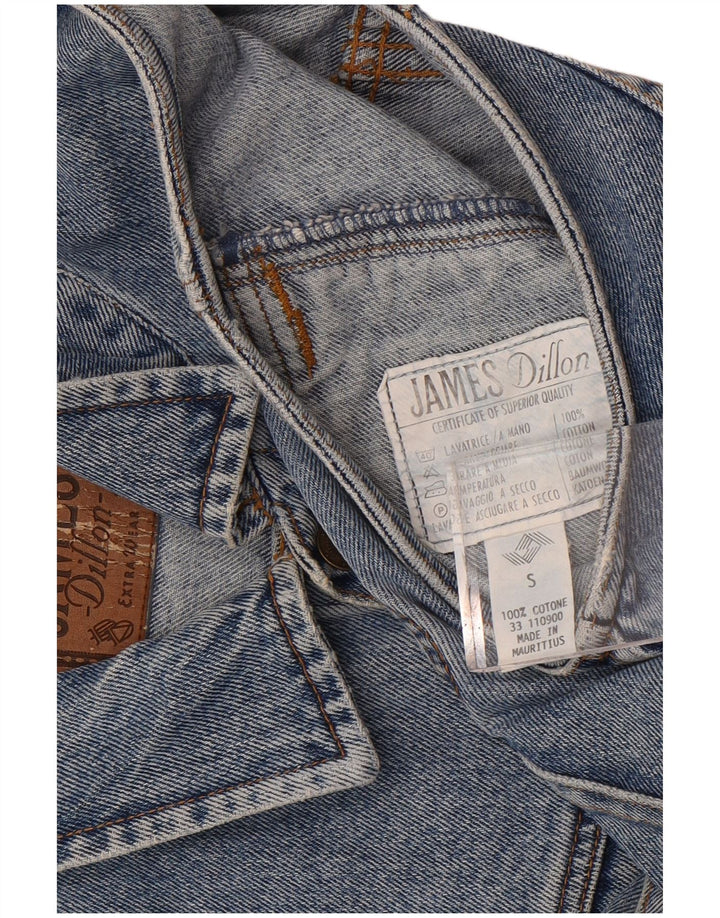 Gilet in denim da uomo James Dillon UK 36 piccolo cotone blu