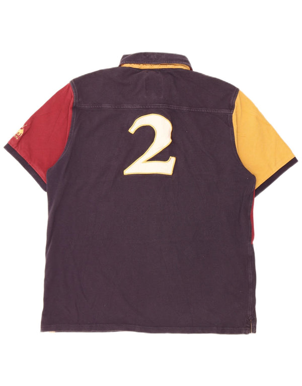 Joules Mens Graphic Classic Fit Polo Shirt Large Navy Blue Colourblock