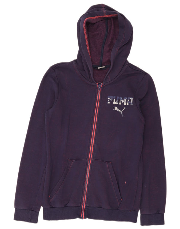 Felpa con cappuccio e zip grafica per ragazze Puma 13-14 anni in cotone viola