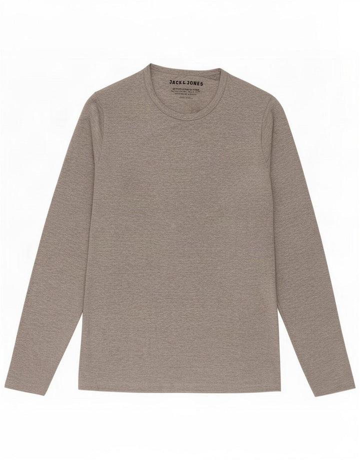 Jack & Jones Top da uomo a maniche lunghe in cotone screziato grigio medio