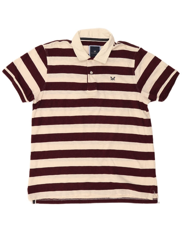 CREW CLOTHING Polo da uomo XL in cotone a righe bordeaux