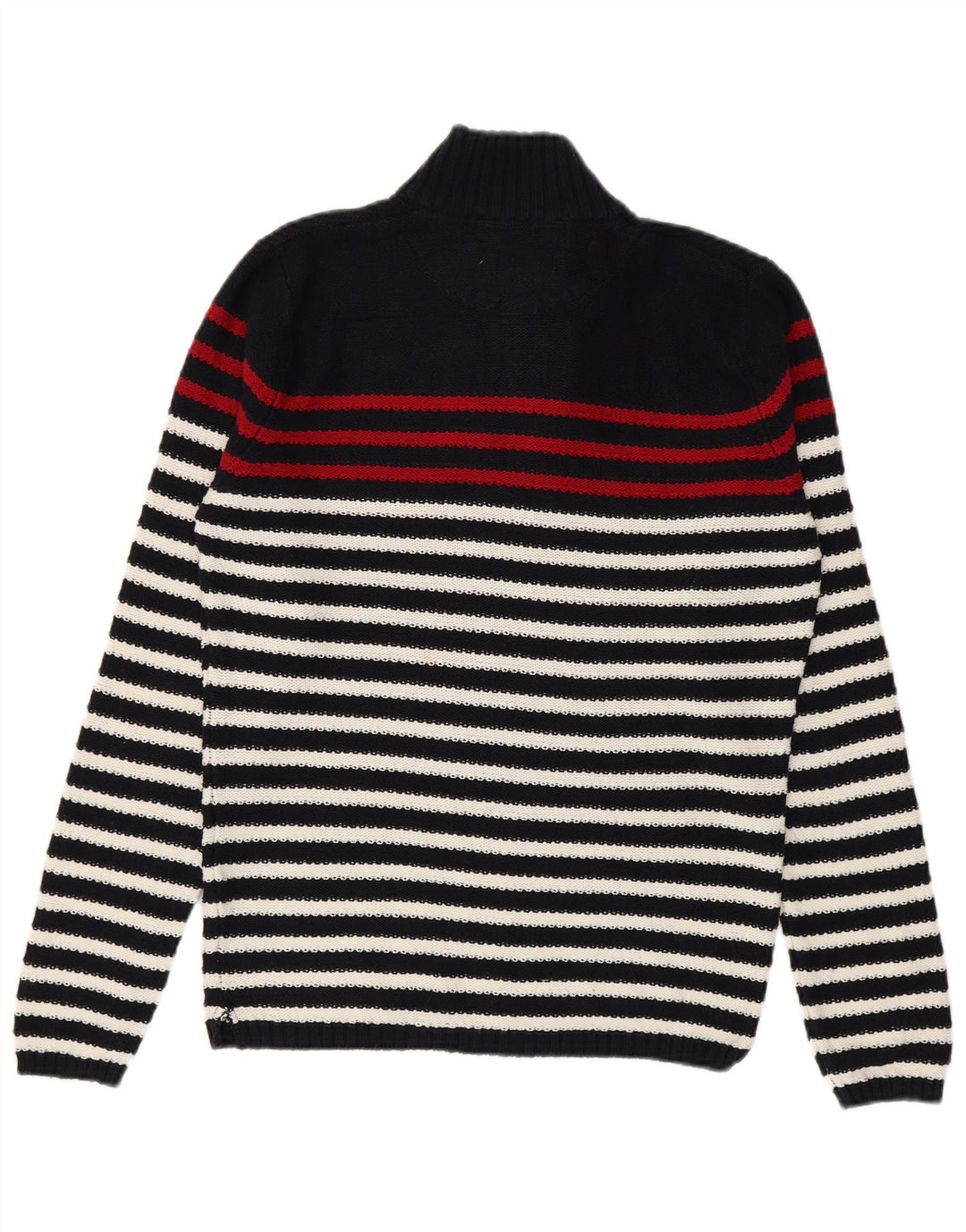 Maglione Zara da uomo con zip e collo in cotone a righe medie blu navy