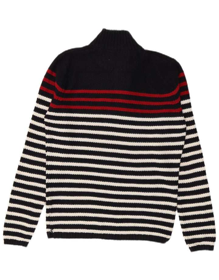 Maglione Zara da uomo con zip e collo in cotone a righe medie blu navy