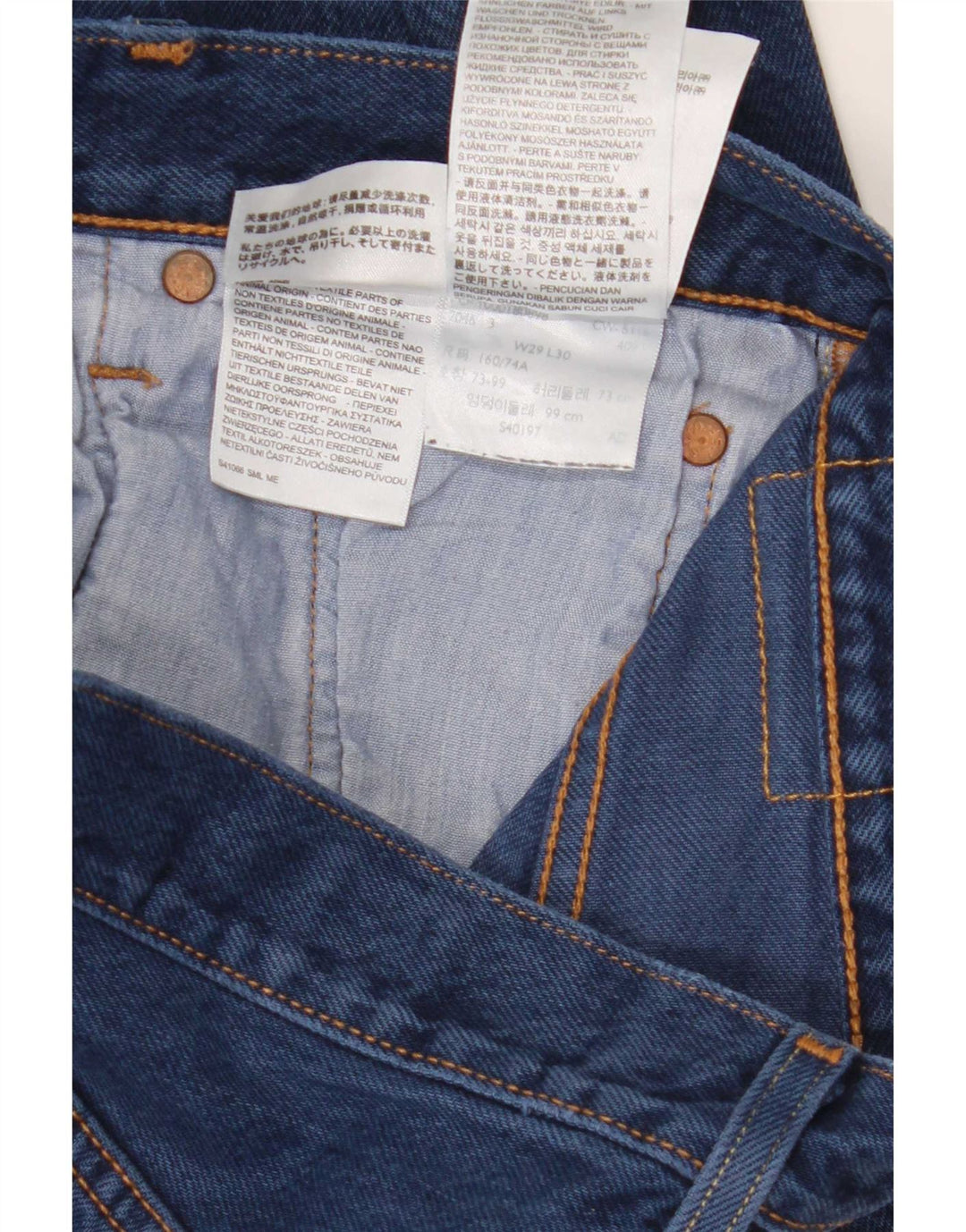 Levi's Uomo 501 S Slim Jeans dritti W29 L30 Cotone Blu