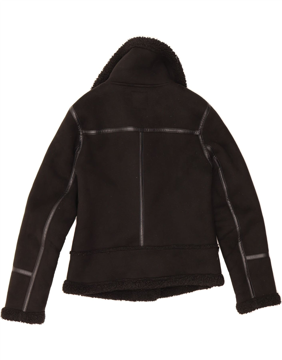 ZARA Womens Sherpa Jacket UK 10 Small Black Vintage Zara and Second-Hand Zara from Messina Hembry 