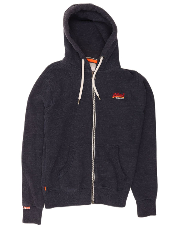Maglione con cappuccio e zip vestibilità regolare da uomo Superdry XS in cotone screziato blu navy