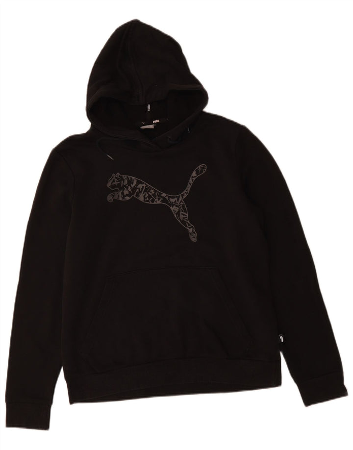 Felpa con cappuccio grafica PUMA da donna UK 16 grande cotone nero