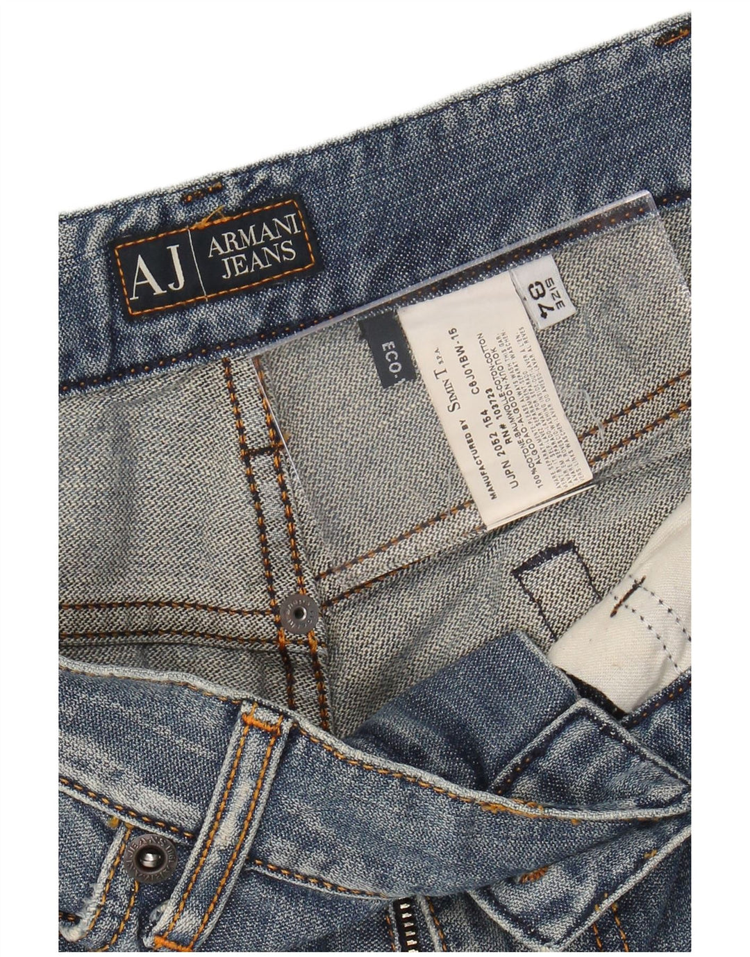 Jeans dritti con grafica da uomo ARMANI W34 L30 cotone blu