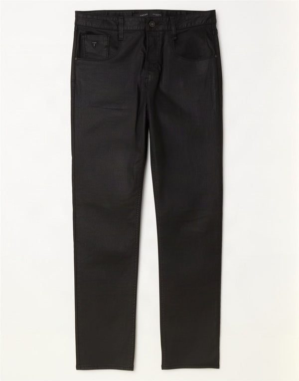Pantaloni casual dritti slim da uomo Guess W34 L34 cotone nero