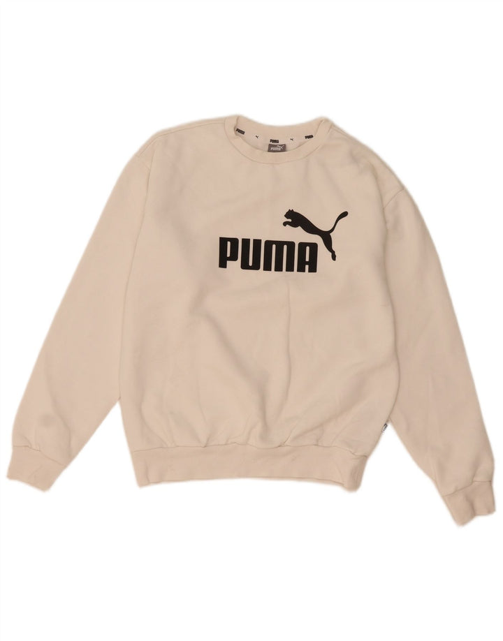 Felpa oversize con grafica da donna Puma UK 6 XS cotone bianco
