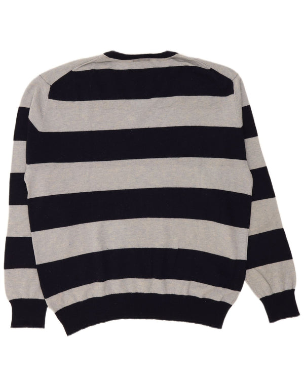 Maglione Kappa da uomo con scollo a V 3XL in lana d'agnello a righe blu navy