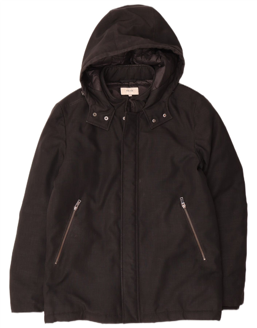 Giacca imbottita con cappuccio da uomo Reiss UK 42 XL poliestere nero