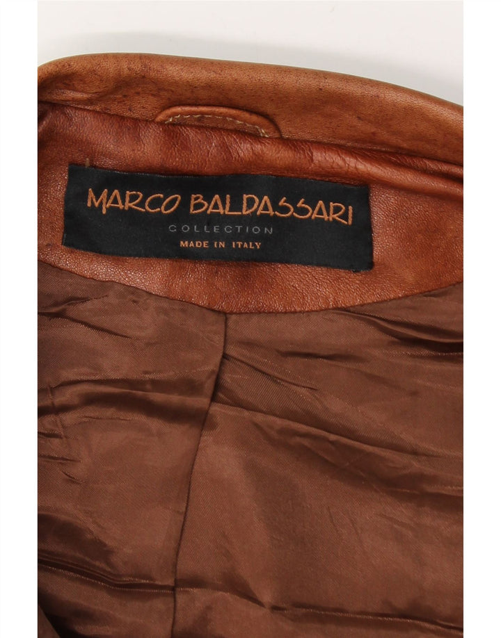 MARCO BALDASSARI Giacca in pelle da uomo UK 42 XL Marrone