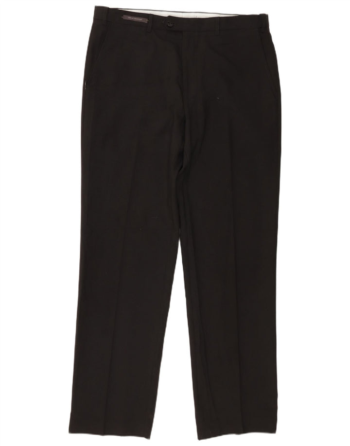 Pantaloni da abito vestibilità regolare da uomo Marks & Spencer W36 L31 poliestere nero