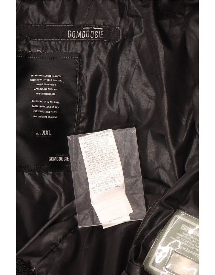 BOMBOOGIE Giacca imbottita con cappuccio da uomo UK 44 2XL Poliestere nero