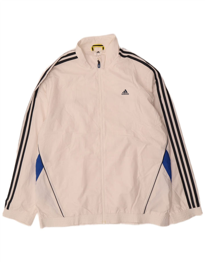 Giacca da tuta da uomo Adidas UK 44/46 Large Poliestere color block bianco