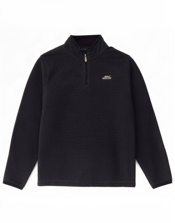Felpa da uomo con collo con zip Weird Fish, maglione XL, poliestere blu navy