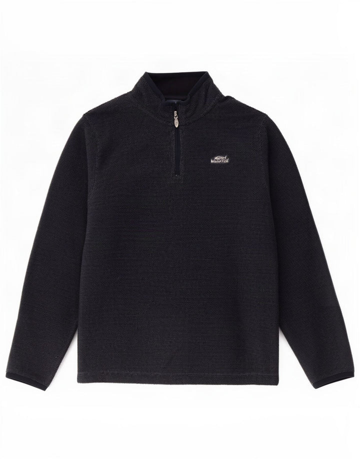 Felpa da uomo con collo con zip Weird Fish, maglione XL, poliestere blu navy