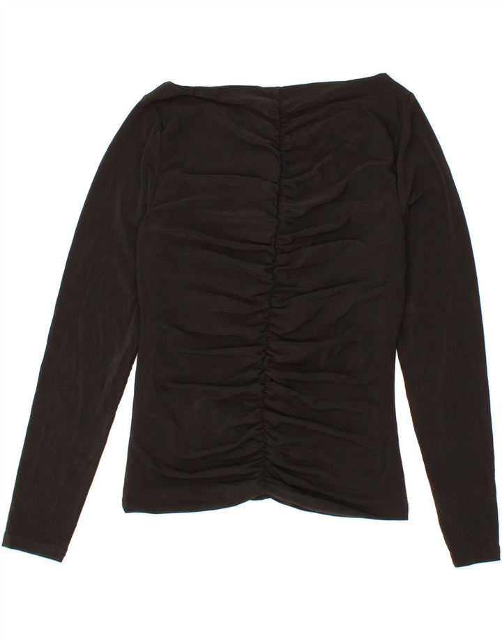 J. CREW Womens Long Sleeve Blouse Top UK 12 Medium Black Polyester Vintage J. Crew and Second-Hand J. Crew from Messina Hembry 