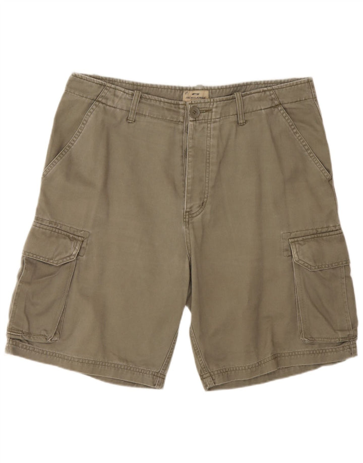 Pantaloncini cargo da uomo Jack & Jones grandi W34 cotone kaki
