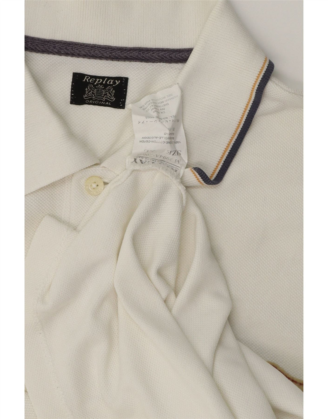Polo da uomo Replay XL in cotone bianco classico