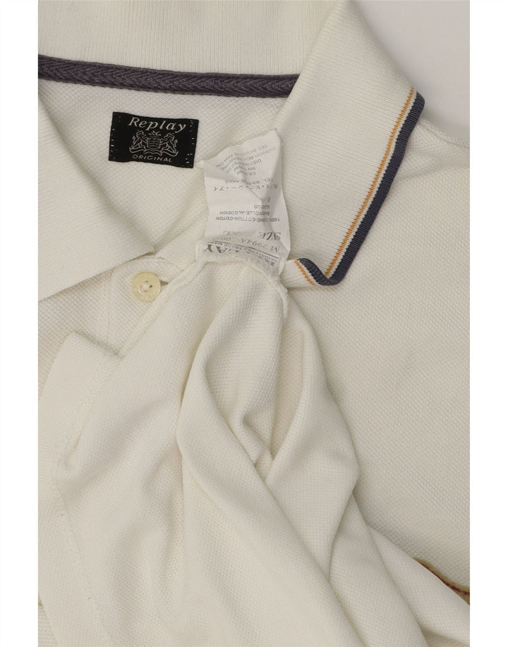 Polo da uomo Replay XL in cotone bianco classico