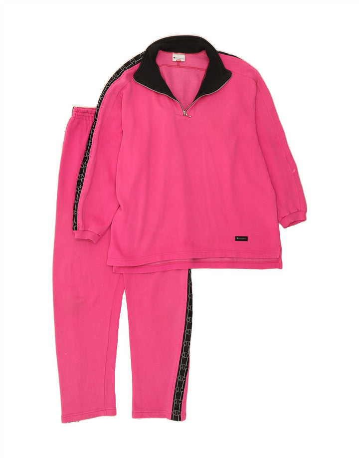 CHAMPION Womens Graphic Full Tracksuit UK 12 Medium  Pink Colourblock Vintage Champion and Second-Hand Champion from Messina Hembry 