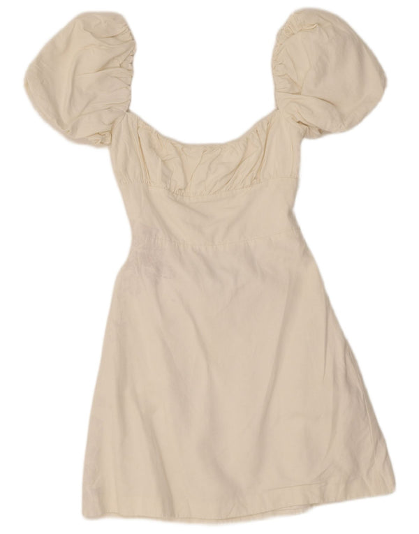 Abito Zara da donna con spalle scoperte ritagliate UK 4 XS viscosa bianca