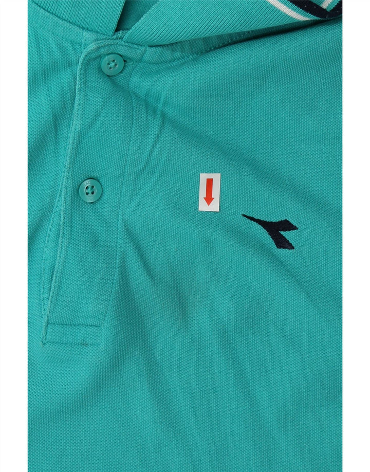 DIADORA Mens Polo Shirt 2XL Turquoise Cotton Vintage Diadora and Second-Hand Diadora from Messina Hembry 
