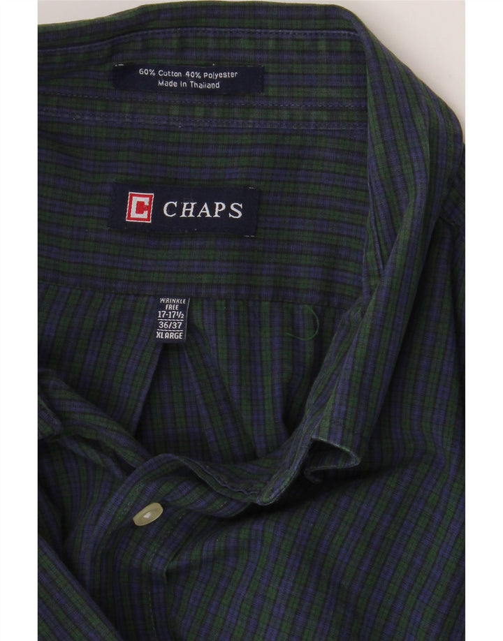 CHAPS Mens Shirt Size 17 1/2 XL Navy Blue Check Cotton Vintage Chaps and Second-Hand Chaps from Messina Hembry 
