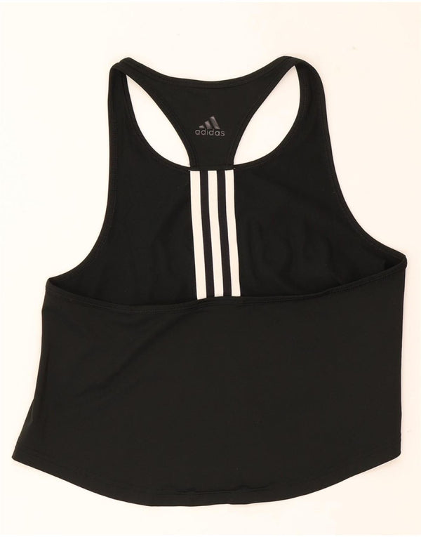 Adidas Canottiera corta con grafica da donna UK 12/14 Medio Nero Poliestere