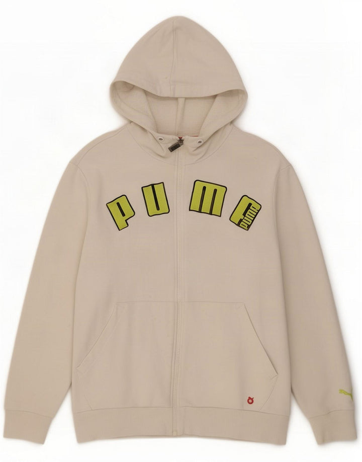 Puma Felpa con cappuccio e zip grafica da donna in cotone bianco medio