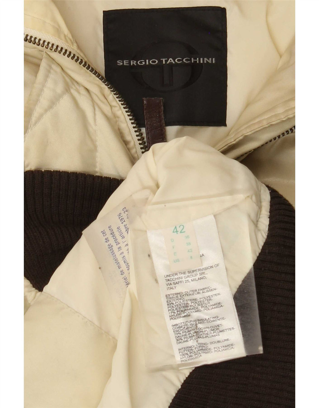 Giacca imbottita con cappuccio da donna Sergio Tacchini IT 42 Colorblock beige medio