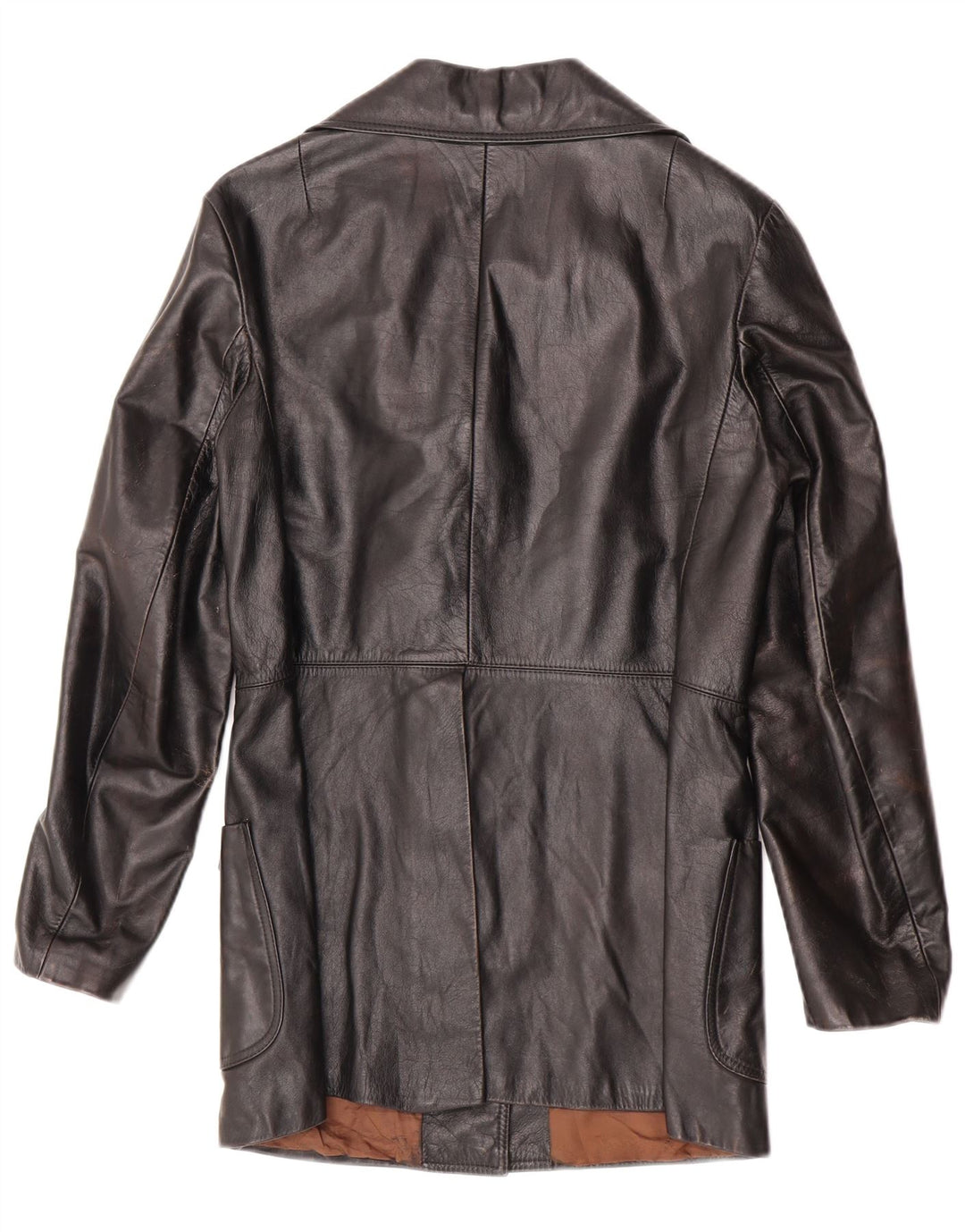 Giacca in pelle da donna vintage UK 10 piccola in pelle nera