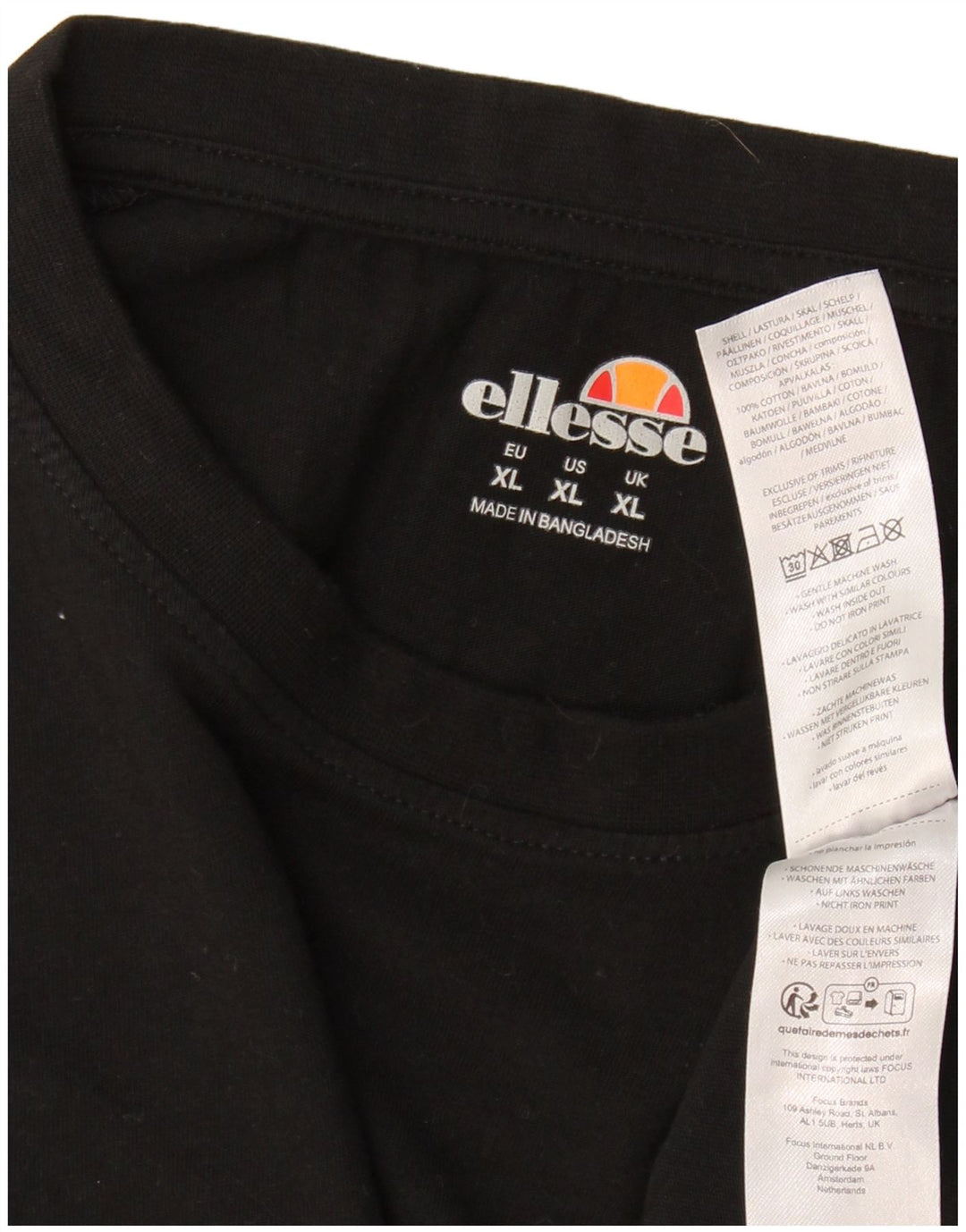 ELLESSE Mens T-Shirt Top XL Black Cotton