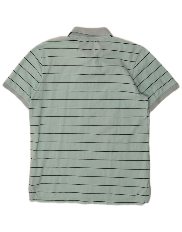 Polo da uomo Tommy Hilfiger grande in cotone a righe turchesi
