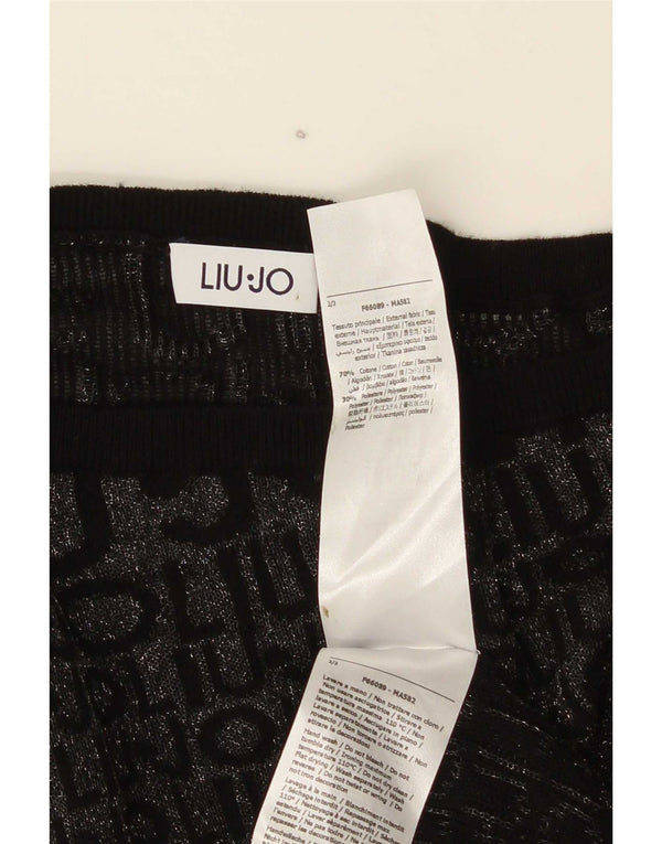 Maglione maglione con scollo a barca con grafica da donna Liu Jo UK 10 piccolo nero